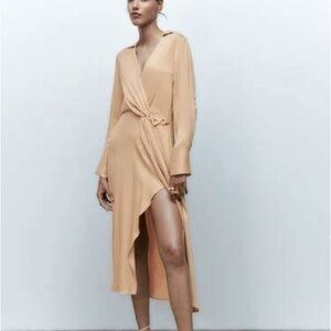 Zara GoldTan Satin Dress